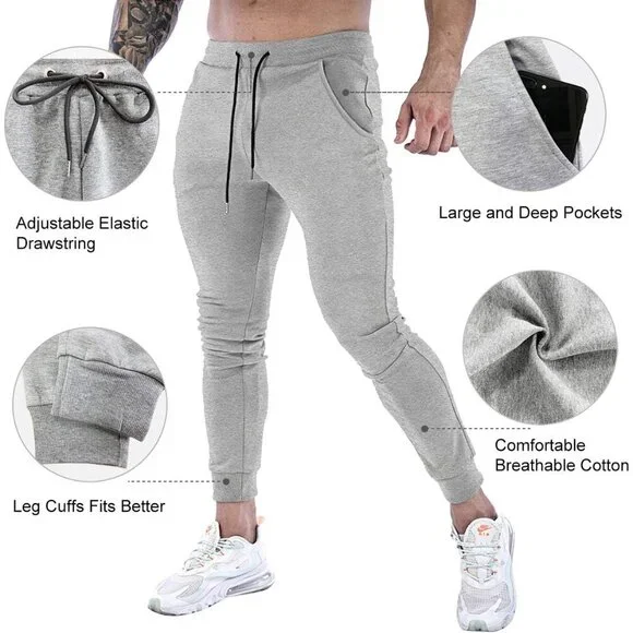 Men's Slim Joggers Gym Workout Pants,Sport Training Tapered Sweatpants,Casual At - Picture 5 of 6
